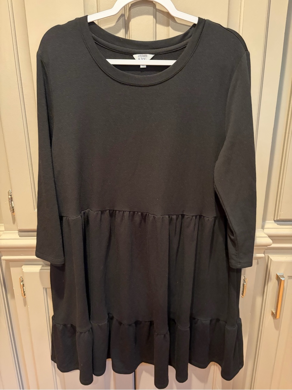crown & ivy Black Knit Tiered Mini Dress